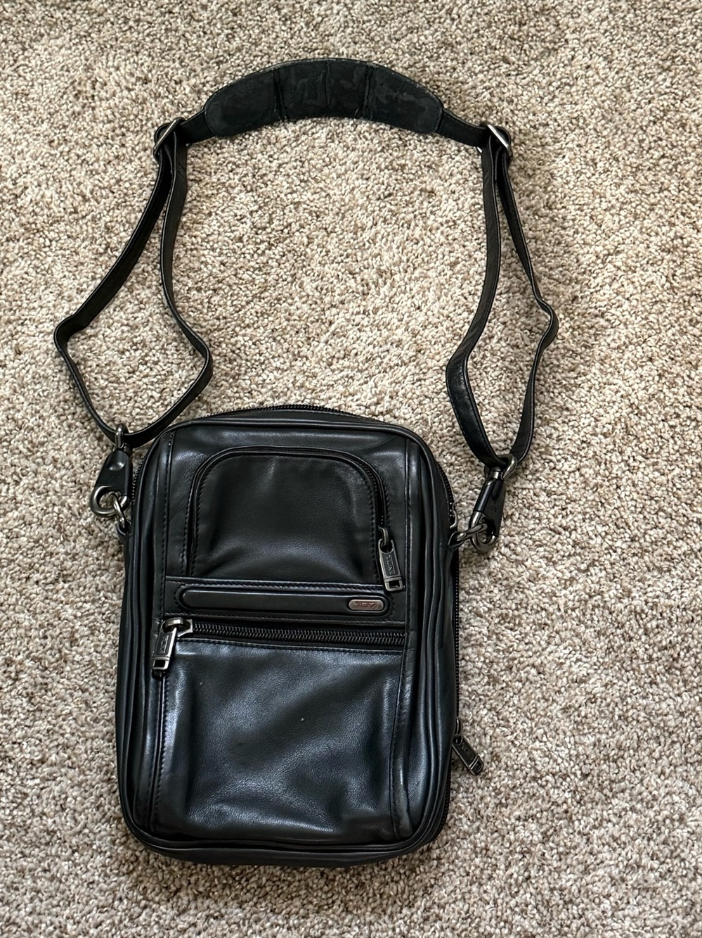 TUMI Leather Crossbody Bag - Black